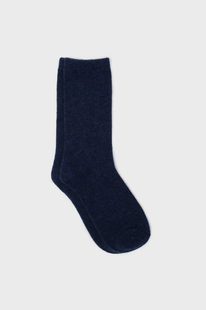 Blue smooth cashmere wool blend socks_1