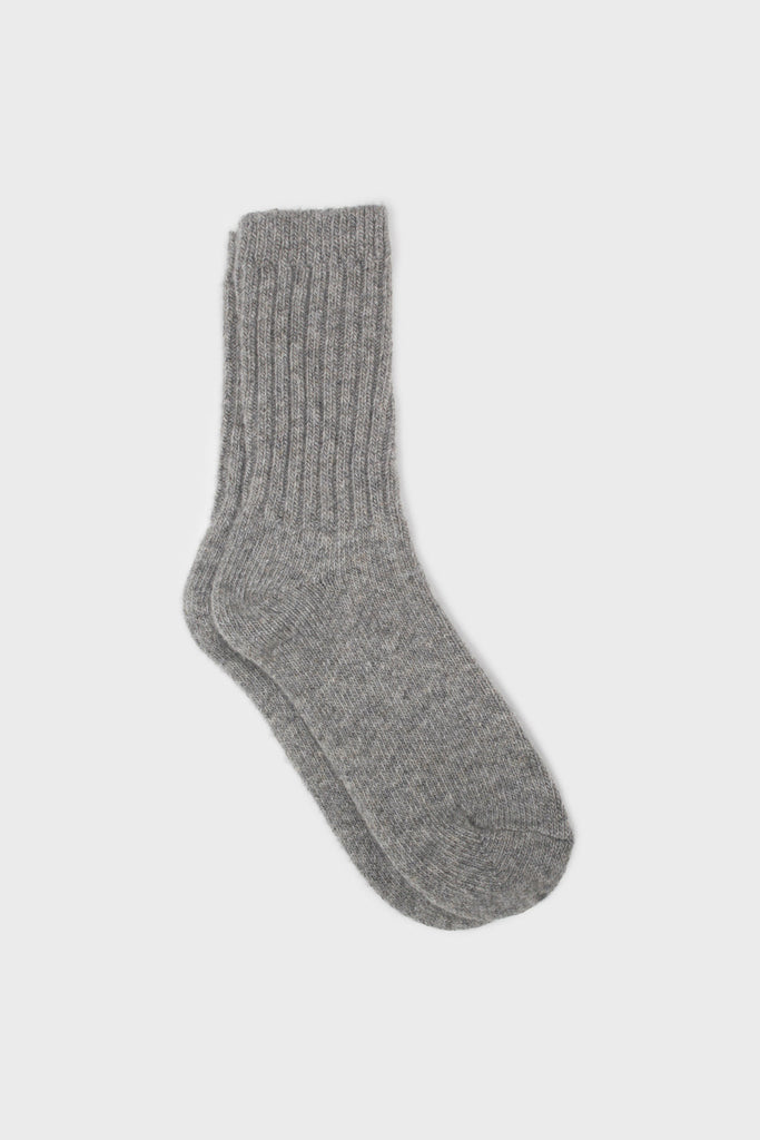 Light grey ribbed cashmere wool blend socks_1
