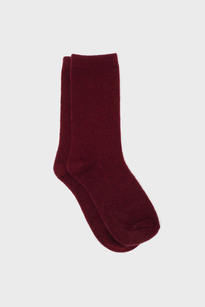 Burgundy smooth cashmere wool blend socks_1