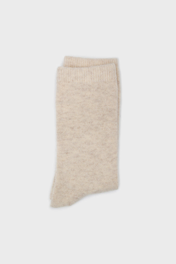 Oatmeal smooth cashmere wool blend socks_4