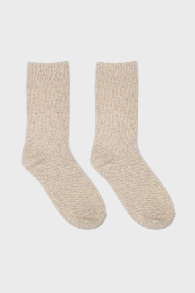 Oatmeal smooth cashmere wool blend socks_2