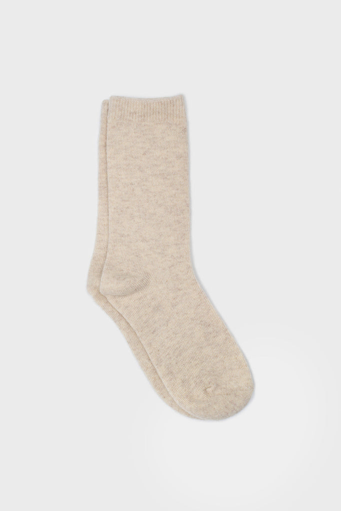 Oatmeal smooth cashmere wool blend socks_1