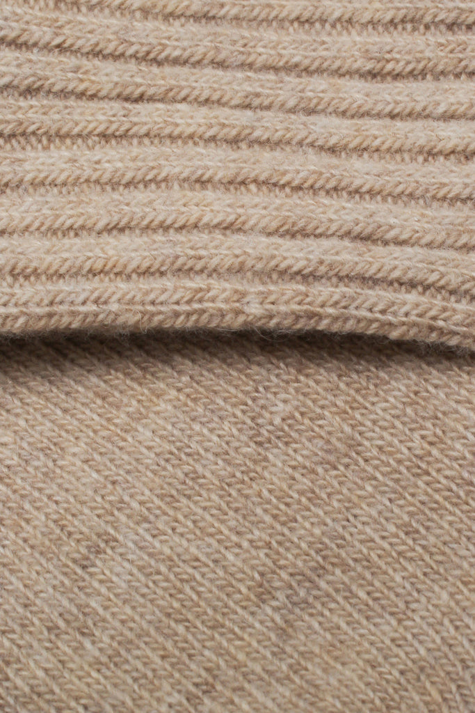 Oatmeal ribbed cashmere wool blend socks_3