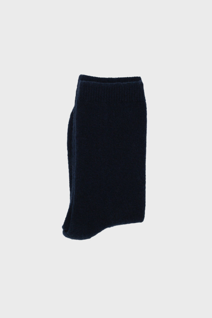 Navy smooth cashmere wool blend socks_3