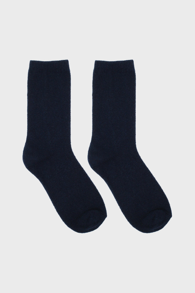 Navy smooth cashmere wool blend socks_2