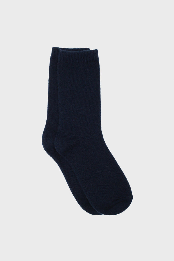 Navy smooth cashmere wool blend socks_1