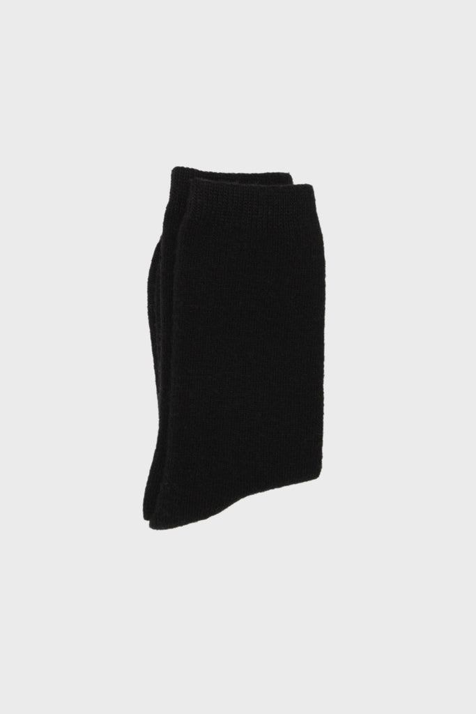 Black smooth cashmere wool blend socks_2