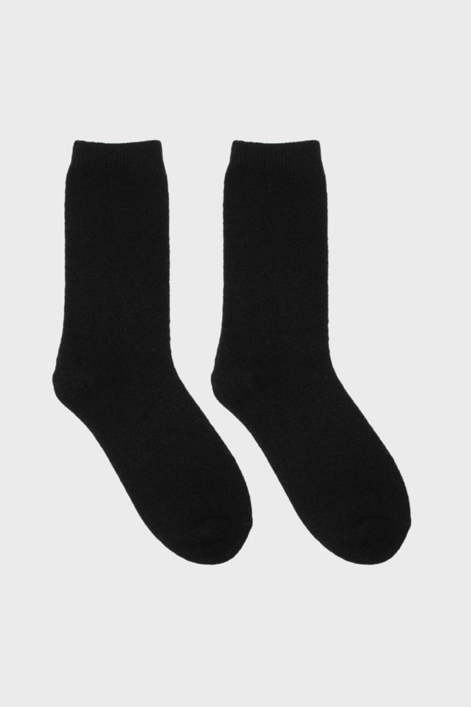Black smooth cashmere wool blend socks_3