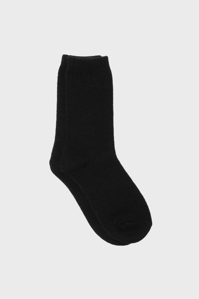Black smooth cashmere wool blend socks_1