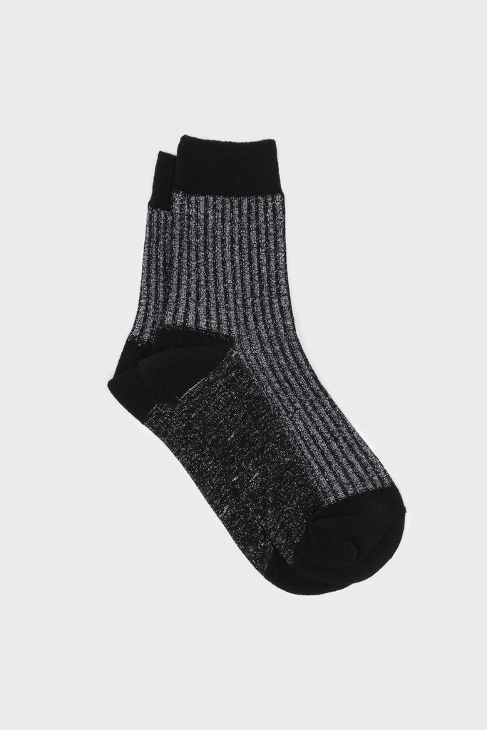 Black metallic vertical stripe socks_1