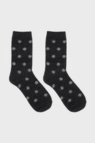 Charcoal and grey polka dots wool long socks_2