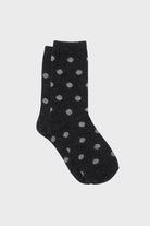 Charcoal and grey polka dots wool long socks_1
