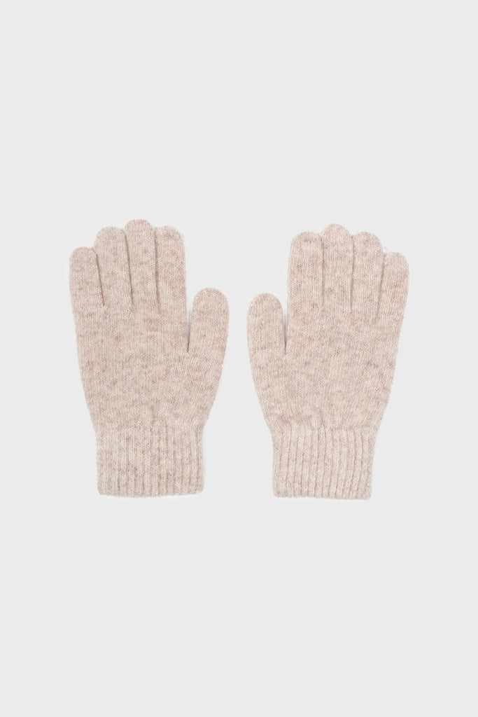 Oatmeal smooth wool blend gloves_1