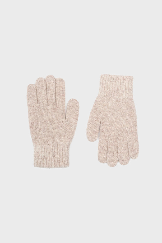 Oatmeal smooth wool blend gloves_2