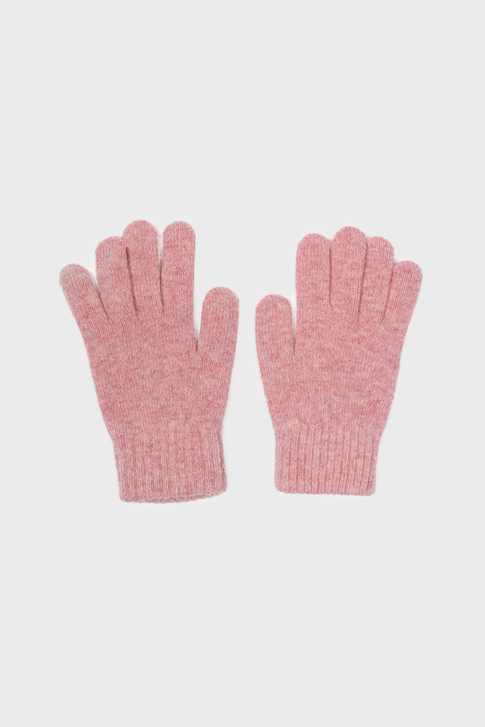 Pink smooth wool blend gloves_1