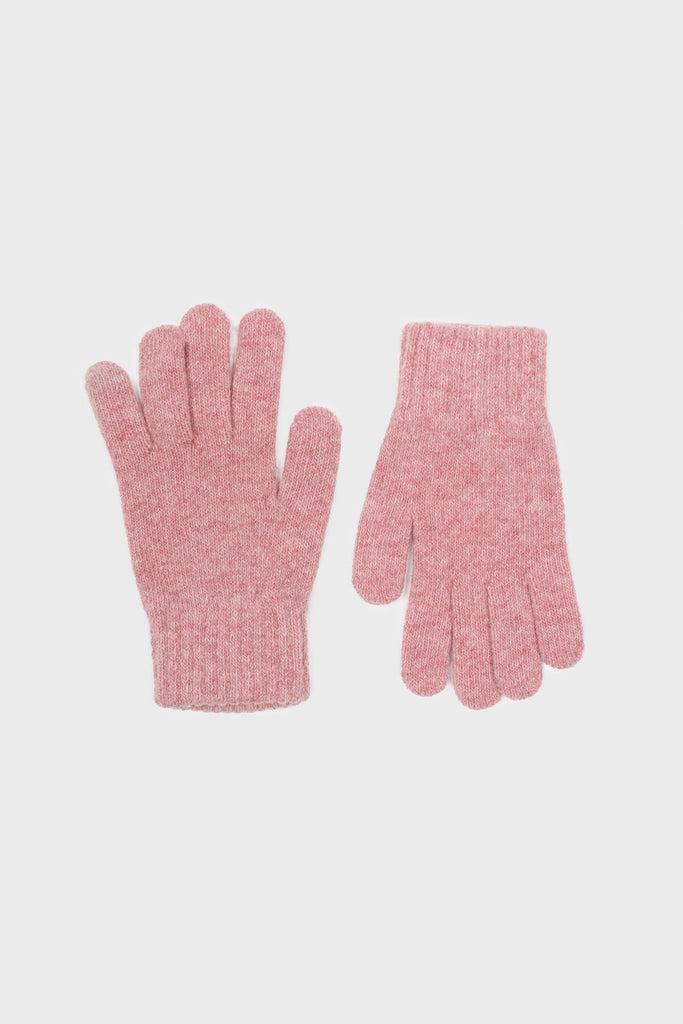 Pink smooth wool blend gloves_2