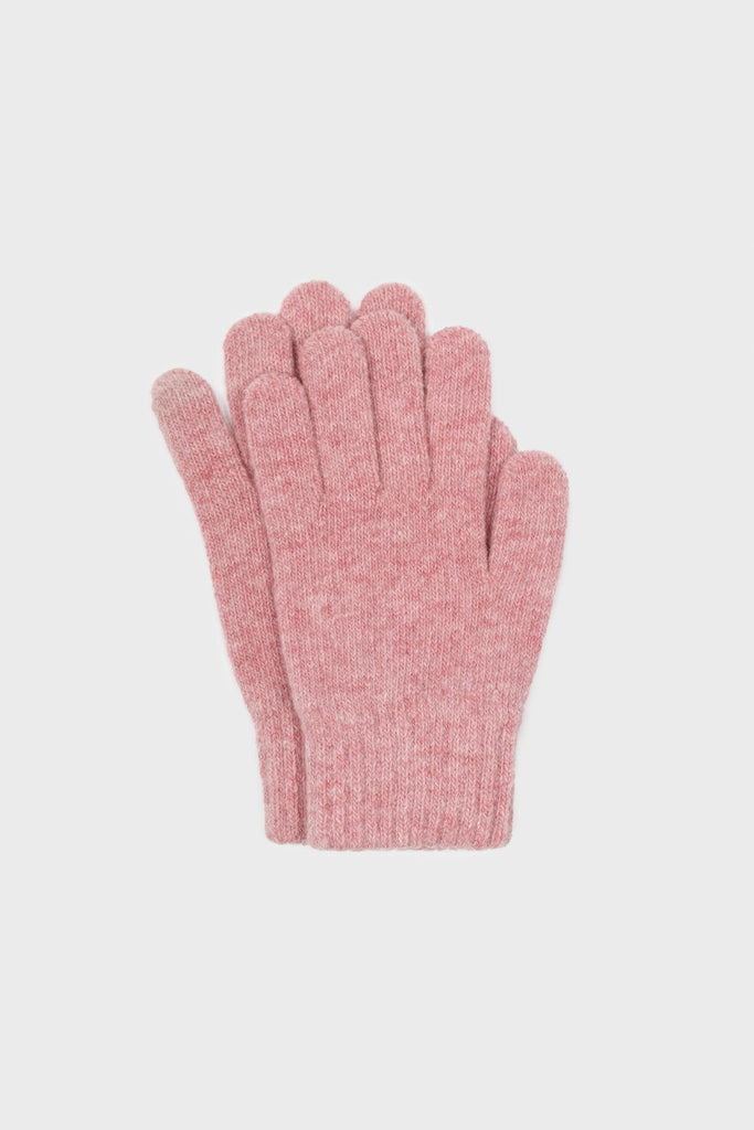 Pink smooth wool blend gloves_3