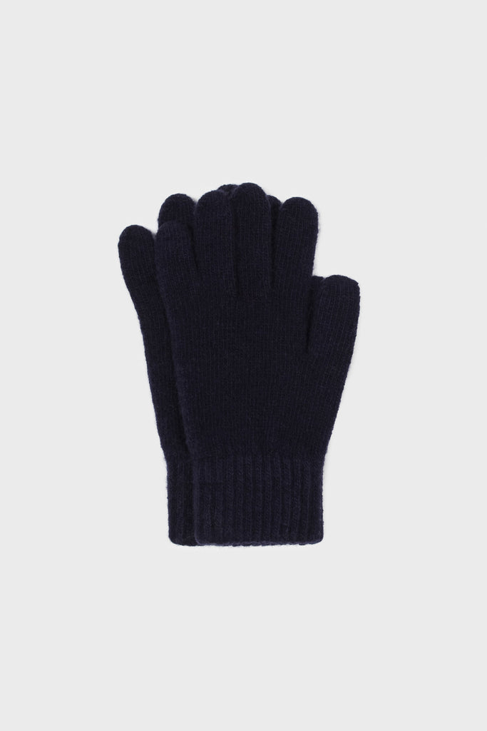Navy blue smooth wool blend gloves_3