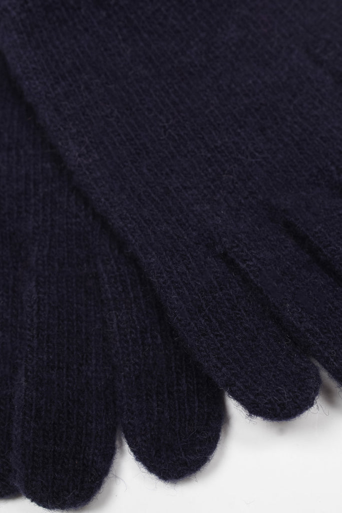 Navy blue smooth wool blend gloves_4