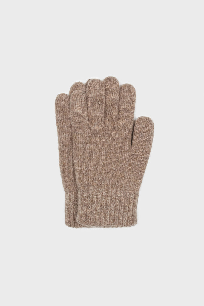 Beige smooth wool blend gloves_4