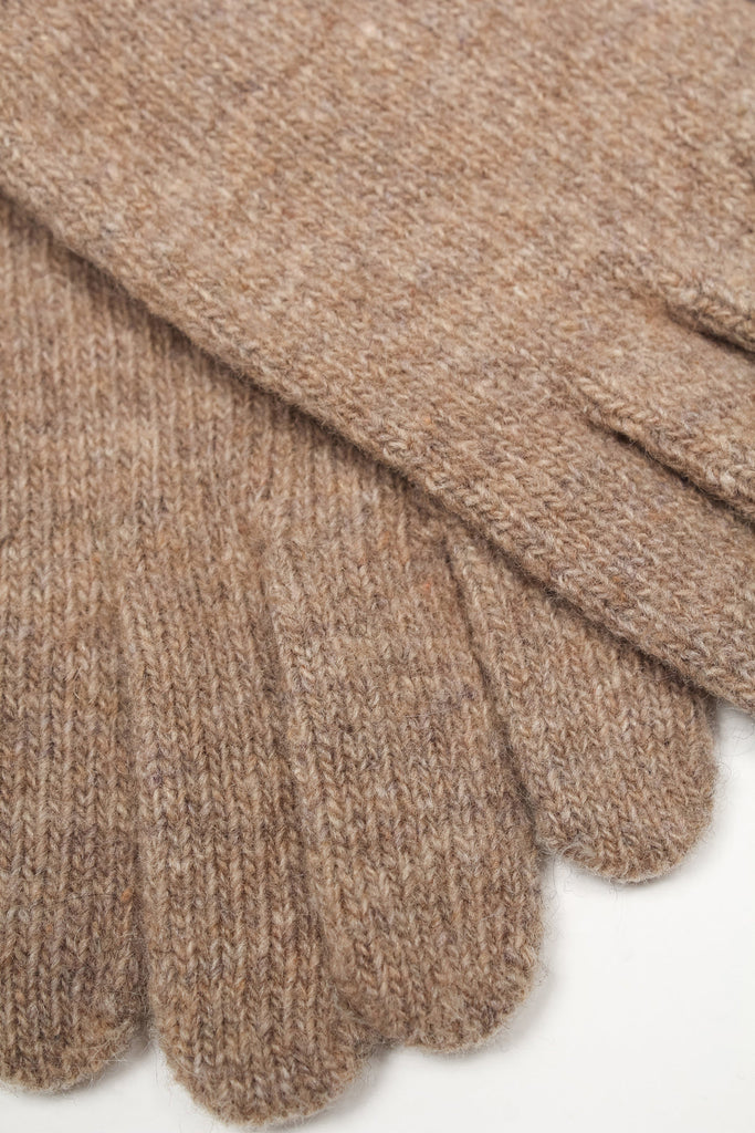 Beige smooth wool blend gloves_2