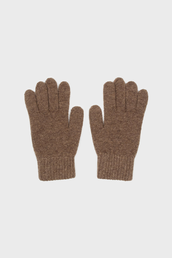 Light brown smooth wool blend gloves_1