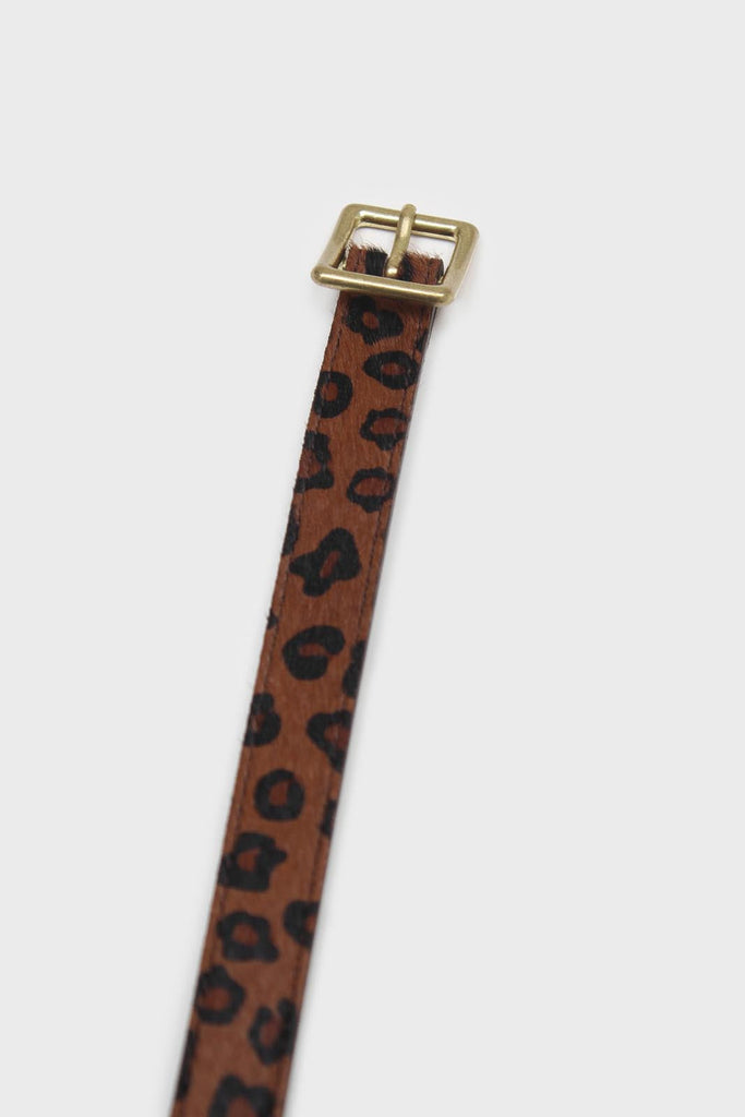 Brown leopard horsehair genuine leather thin belt_2