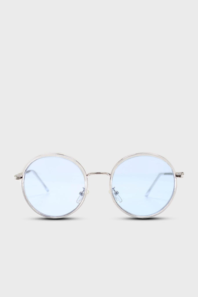 Blue clear frame rounded square sunglasses_1