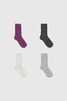 Thin ribbed rainbow fleck socks - Set of 4