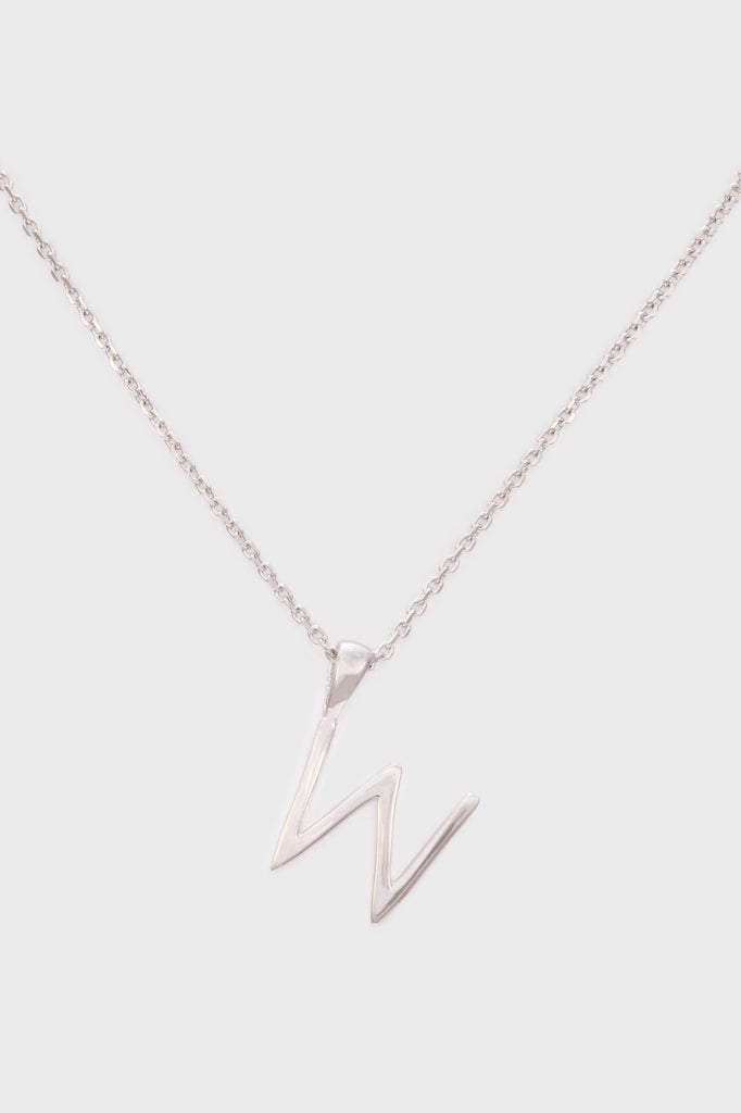 Charm necklace - Silver name initial letter 'W'_1