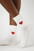 White metallic heart socks_1