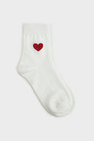 White metallic heart socks_2