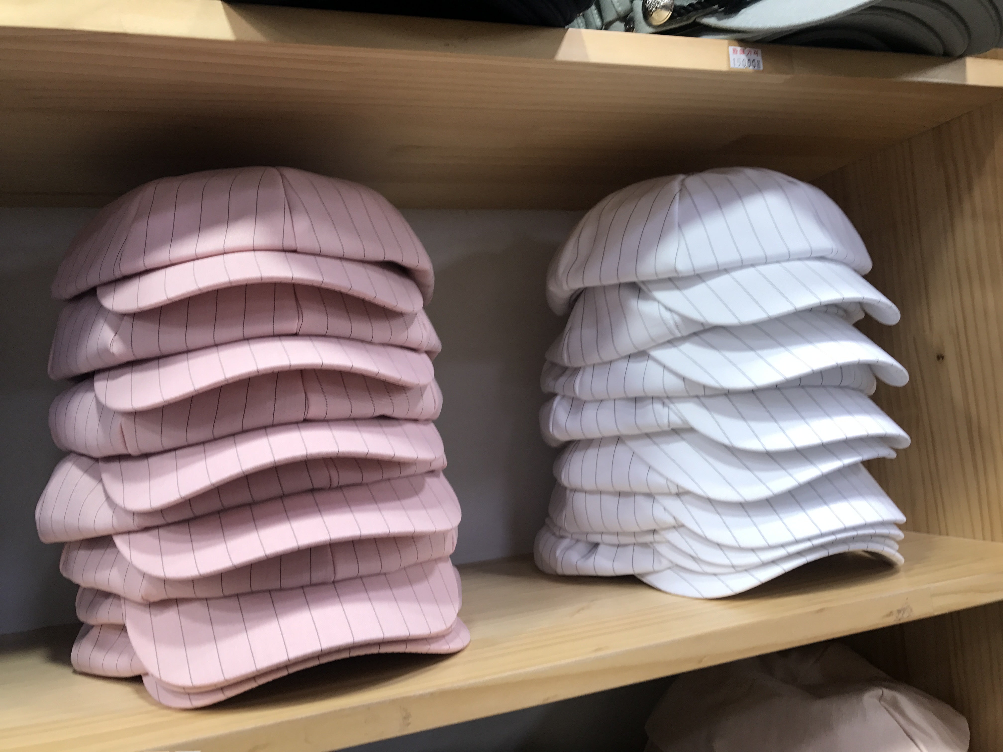 Pale pink and black pinstriped baker boy cap_1